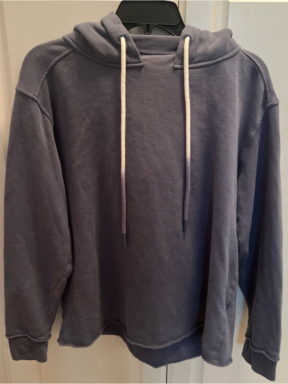 Peace Love World Womens Mock Neck Hoodie with Dip Dye Cords, Blue Size XS